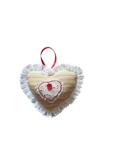 Yellow Striped Heart Door Hanger Handmade New - Picture 1 of 2