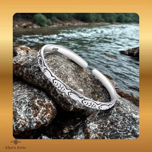 Christian Fish Symbol 925 Silver Filled Adjustable Bangle Torque Bracelet - Picture 1 of 8