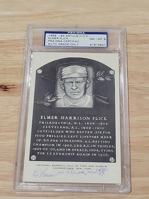 Elmer Flick Signed Auto Artvue Postcard Plaque PSA NM-MT 8 RARE Full Name - Image 1 of 2
