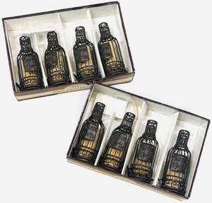 8 Wine Bottle Cage Place Card Holders Wrought iron Complete w Cards Vintage Epic - Picture 1 of 2