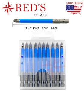 10Pcs 1/4'' Magnetic Hex Shank Anti-slip PH2 Phillips Screwdriver Drill Bits Set - Picture 1 of 3