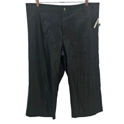 Anthropologie Plus Size 26W Colette Cropped Wide Leg Faux Leather Pants NWT - Image 1 of 4