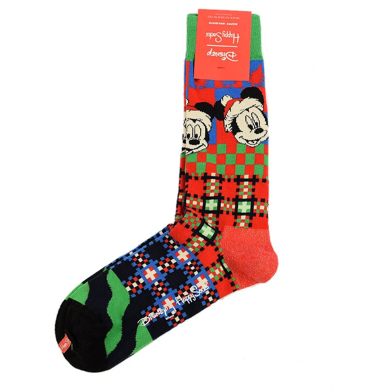 HAPPY SOCKS X DISNEY Mickey Mouse ES LA TEMPORADA Navidad Crew Calcetines 8-12 Nuevos con Etiquetas Foto 1 de 1