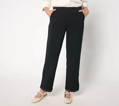 Isaac Mizrahi Regular Scuba Crepe Straight Leg Ankle Pants - Black Sz XL a652911 - Image 1 of 4