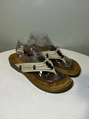 Sandalias de Tanga MINNETONKA Silverthorne 360 Cuero Blanco con Cuentas para Mujer Talla 10 M” Foto 1 de 4