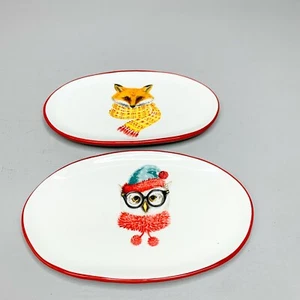 Set of 2 - Booville by Magenta Fox & Owl Appetizer or Salad Plates - Picture 1 of 6