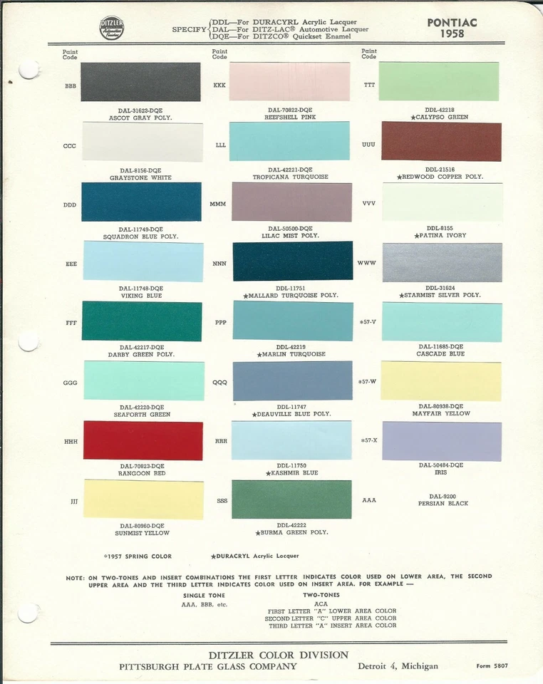 Pontiac Bonneville Chieftain 1958 virutas de pintura (Ditzler) Foto 1 de 1