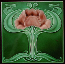 Attractive Original  antique Art Nouveau tile C 1905 Ollivant England