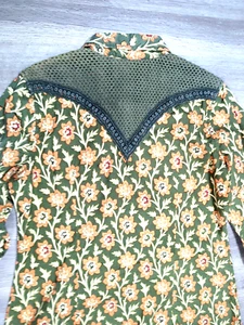 RYAN MICHAEL Western Shirt Womens Size M Floral Snap Up Crochet Cowgirl Prairie - Picture 1 of 12