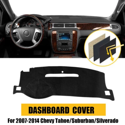 Alfombrilla de tablero negra para Chevy Tahoe/Suburban/Silverado 2007-2014 Foto 1 de 4