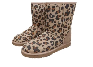 UGG Classic Short II Leopard Print Suede Wool Lined Boots 1138493 Women's 6 NWOB - Picture 1 of 8