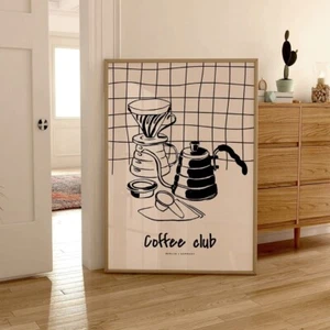 Coffee Club Print Poster Kitchen Wall Art Home Decor Retro Art Dining 2401 - Picture 1 of 2
