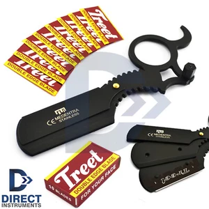 Professional Barber Finger Razor Straight Beard Head Shaving Cut Throat + Blades - Picture 1 of 6