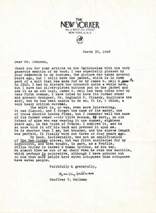 1968 BRIEF SIGNIERT des New Yorker Schriftstellers GEOFFREY T. HELLMAN über sein Buch - Bild 1 von 1