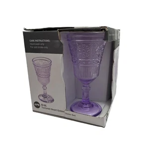 Juego de 4 vasos de vidrio Studio TU púrpura claro copa corazón texturizado 8 oz "NUEVO EN CAJA" - Imagen 1 de 8