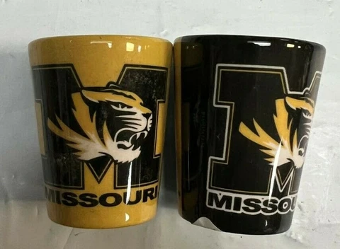 Missouri Tigers NCAA Ceramic 2oz Shot Glass Set of 2 Cover