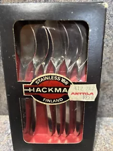 Hackman Finland 6 Demitasse Spoons Stainless Sorsakoski Leppavirta - Picture 1 of 7