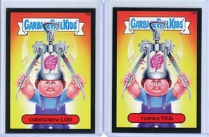 2015 Garbage Pail Kids Series 1 CORKSCREW LOU & TURNED TED Black Parallels - Picture 1 of 1