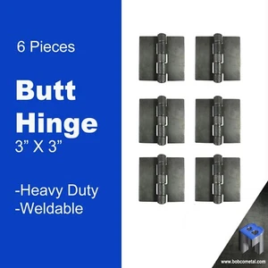 Heavy Duty Weldable Butt Hinges 3" x 3" - Steel Butt Hinges | 6 Pieces - Picture 1 of 7