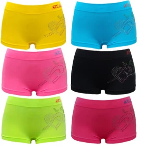 6 Stück Boyshorts Höschen NAHTLOS Boxershorts Damen Unterwäsche Strass Design - Bild 1 von 10
