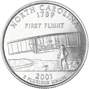 2001 D BU North Carolina State Quarter Choice Uncirculated US Mint Coin - Picture 1 of 4