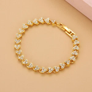 Sparkly Crystal Rhinestone Diamante Bracelet Bangle Women Girl Wedding Jewellery - Picture 1 of 13