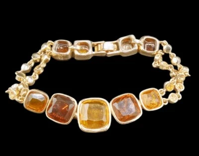 Pulsera Color Puesta de Sol 7.75 Pulgadas Largo Imitación Joyería Oro, Amarillo, Marrón, Naranja Foto 1 de 4