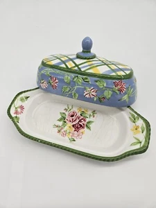 VINTAGE WAVERLY GARDEN ROOM COVERED BUTTER DISH - Picture 1 of 7