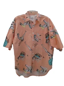 Vintage Asphalt Saturdays Group Sexy Ladies Shirt Orange Cotton Men's - Picture 1 of 12