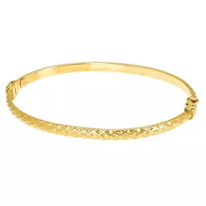 Italienisches 14k Gelbgold Hohl Facettiert Armreif Armband 7" 3,65 mm 3,8 Gramm - Bild 1 von 5