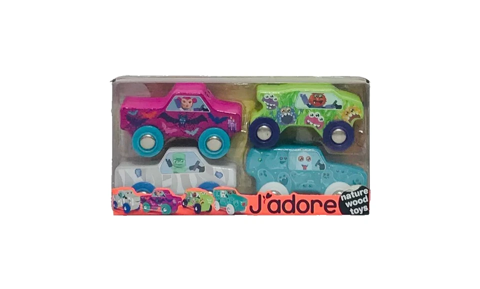 J'Adore Nature Wood Toys Monster Mobile Cars Trucks