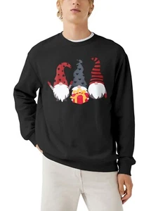 Mens Christmas Garden Gnomes Gifts Graphic Print Crew Neck Long Sleeve Sweater - Picture 1 of 15