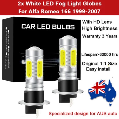 For Alfa Romeo 166 2001 2002 2003 Fog light Globes 6000k White LED Bulbs kits 2x - image 1 of 4