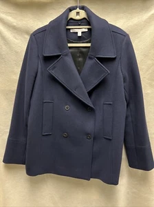 Nordstrom Collection Peacoat Womens XL Navy Blue Wool Cashmere Coat - Picture 1 of 6
