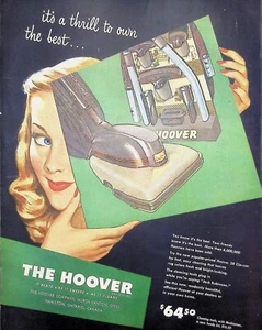 VINTAGE 1940s Print Ad ~ Hoover Vacuum ~ It Beats - As It Sweeps - As It Cleans - Picture 1 of 1