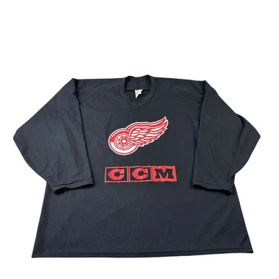 Vintage Men's CCM Air-Knit Maska Detroit Red Wings Black Hockey Jersey 2XL - Image 1 of 4