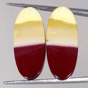 17,50Cts Naturalny mookait Jaspis Kaboszon Kamień szlachetny Owalna para 10x24x4mm - Zdjęcie 1 z 5
