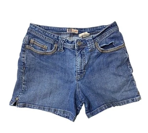 Vintage Y2K Faded Glory Stretch Med Wash Mid Rise Denim Shorts Size 10 - Picture 1 of 3