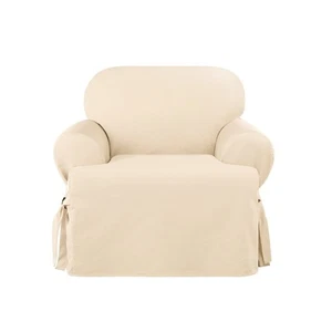 Sure Fit Heavyweight Cotton Duck One Piece Chair Slipcover - Natural (SF41860) - Picture 1 of 3