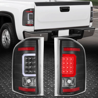 [BARRA LED TUBO C] PARA 07-14 CHEVY SILVERADO LUZ TRASERA LUCES FRENO NEGRO/CLARO Foto 1 de 4