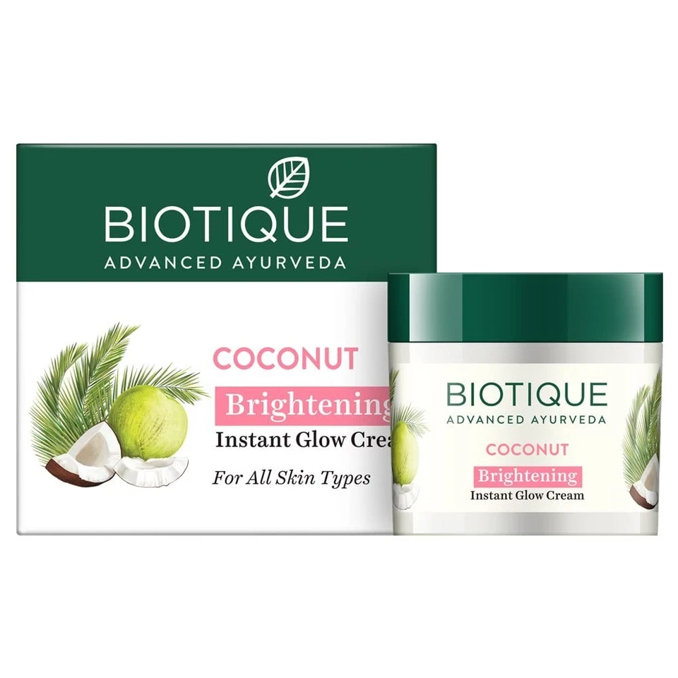 Biotique Coconut Brightening Instant Glow Cream 50gm - Image 1 of 3