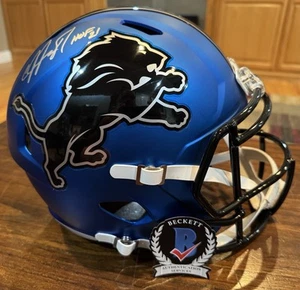 Von Calvin Johnson signierter Detroit Lions 2024 Alternative Helm HOF 21 Beckett - Bild 1 von 13