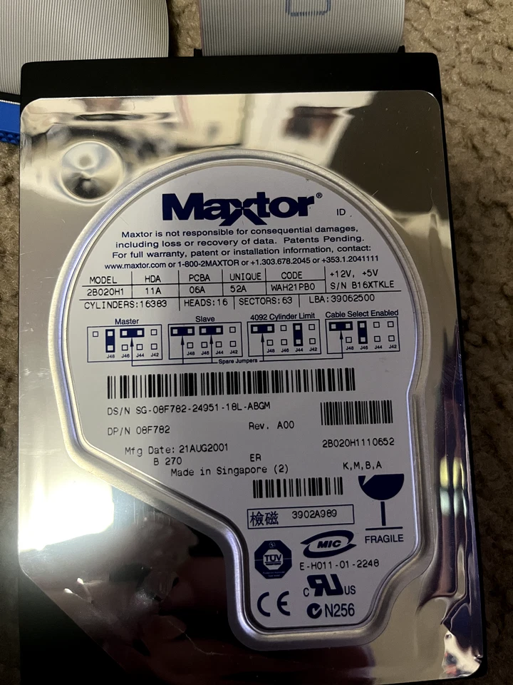 Vtg. MAXTOR MODEL 2B020H1 Quantum Fireball 20GB UNTESTED - Image 1 of 4