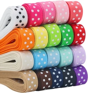QingHan Grosgrain Ribbons for Crafts Gifts Wrapping 3/8" Boutique Polka Dot  - Picture 1 of 7