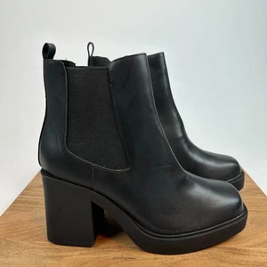 Nuevo Mujer MIA Dru Negro Plataforma Tacón Chelsea Botines Zapatos Talla 11 M Usado en Excelente Condición - Imagen 1 de 8