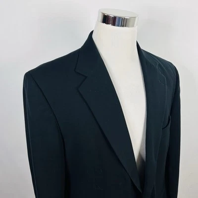 LL Bean 44R Traveler Sport Coat Black Two Button Lined Vented 100% Polyester - Image 1 of 4