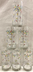 Floral Vine Glasses Tumblers Daisy Set Of 6 Excellent - Picture 1 of 5