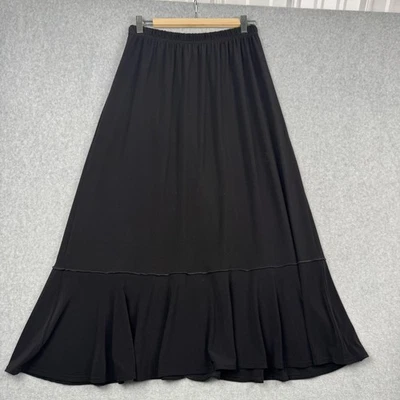 Falda Mujer XL Negra Maxi Línea A Volantes Dobladillo Cintura Elástica Hecha en EE. UU. Foto 1 de 4