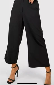 Vince Camuto Hose weites Bein kurz geschnitten flach vorne Reißverschluss schwarz Größe 8 - Bild 1 von 9