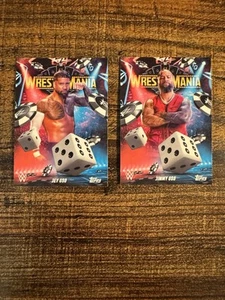 2025 Topps WWE WrestleMania 41 carte Jimmy & Jey Uso USOS YEET Las Vegas esclusa - Foto 1 di 6